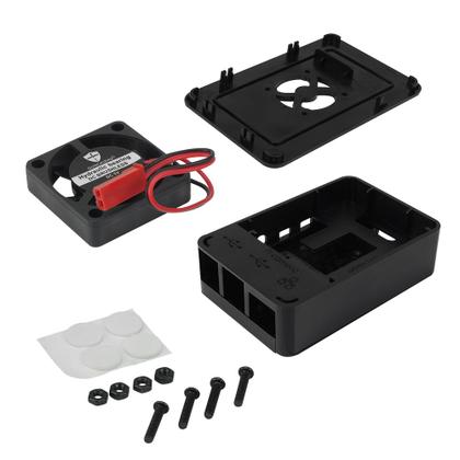 Imagem de Case Plástico Para Rasp. Pi 4B Com Ventoinha Preto - RoXo