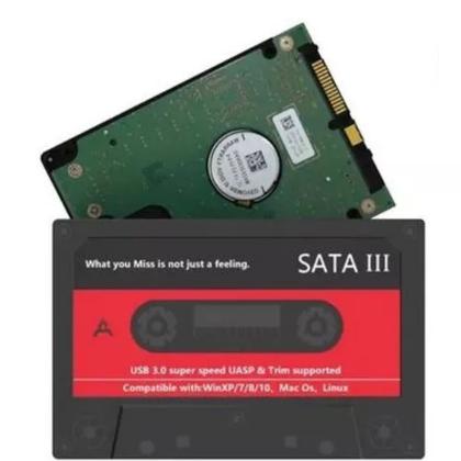 Imagem de Case preto pra hd ssd externo fita k7 sata 3 usb 3.0 pra jogos