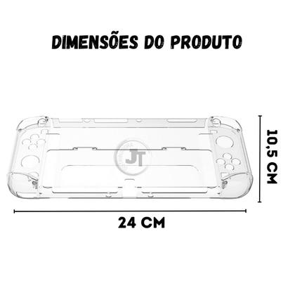 Imagem de Case Proteção P/ Switch Oled Transparente C/ Suporte Stand Capa Quick Nintendo Video Game Portátil Capinha Acrílico