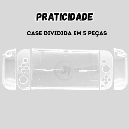 Imagem de Case Proteção P/ Switch Oled Transparente C/ Suporte Stand Capa Quick Nintendo Video Game Portátil Capinha Acrílico