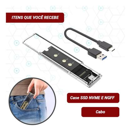 Imagem de Case Ssd M.2 E Sata Para Usb 3.1 E Type-c nvt