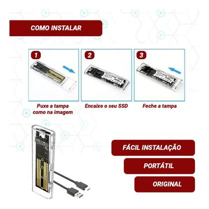 Imagem de Case Ssd M.2 Nvme E Sata Para Usb 3.1 E Type-c nvt