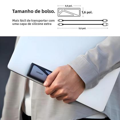 Imagem de Case UGREEN M2 Para SSD Com Protocolo Duplo, Adaptador USB Tipo C 3.1 Para NVMe SATA PCIe NGFF