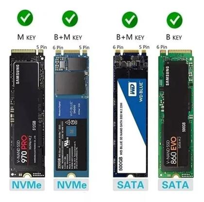 Imagem de Case Usb Para Ssd M2 Nvme E Sata Ngff Duplo Protocolo Até 4tb