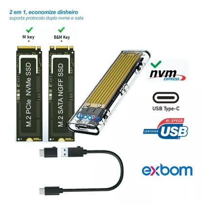 Imagem de Case Usb Para Ssd M2 Nvme E Sata Ngff Duplo Protocolo Até 4tb