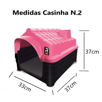 Imagem de Casinha Casa Dog N2 Rosa + Brinquedos Dog + Cama Rosa Pet