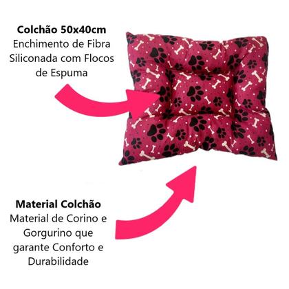 Imagem de Casinha Casa Dog N2 Rosa + Brinquedos Dog + Cama Rosa Pet