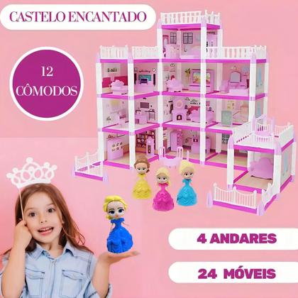 Imagem de Casinha De Boneca Castelo Da Princesa 240 Peças GGB 60cm