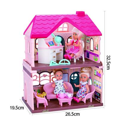 Imagem de Casinha de bonecas Dois Andares Casa Mágica Rosa de Brinquedo Infantil Crianças Com Acessórios