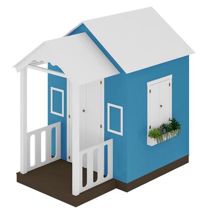 Imagem de Casinha de Brinquedo MDF com Varanda Artesanal Branco/Azul Claro L12 - Gran Belo