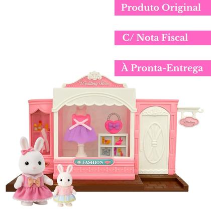Imagem de Casinha Feliz Boutique Com Coelhinha E Acessórios De Moda Estilo Sylvanian Family - Ideal Para Colecionar - Zoop