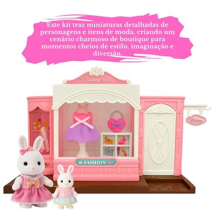 Imagem de Casinha Feliz Boutique Com Coelhinha E Acessórios De Moda Estilo Sylvanian Family - Ideal Para Colecionar - Zoop