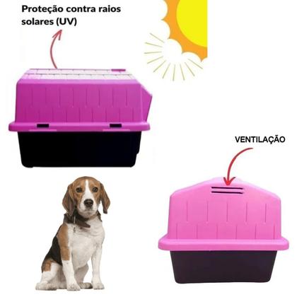 Imagem de Casinha Plástica Pet Cães e Gatos 41cm N4 Rosa Alvorada