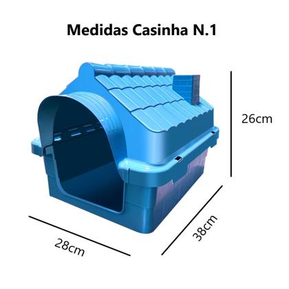 Imagem de Casinha Plástica Pet P/ Cães e Gatos N1 Azul 26cm Altura