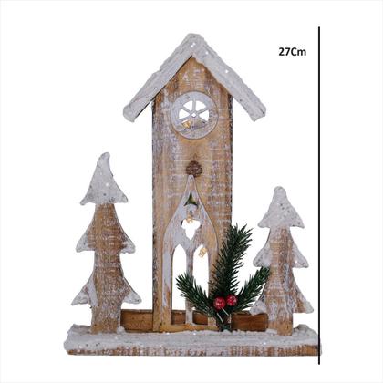 Imagem de Casinha Rustica Natalina Iluminada led em Madeira 27 cm