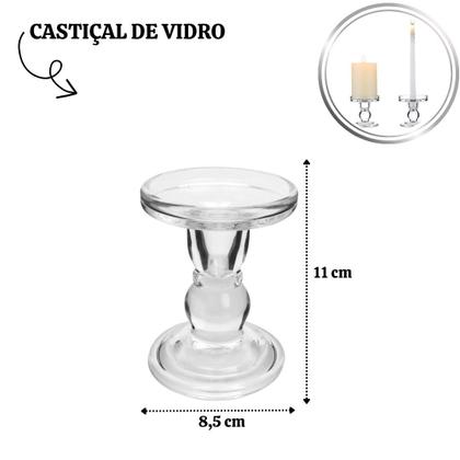 Imagem de Castiçal de Vidro 11x8,5cm Para Vela Mesa Decoração