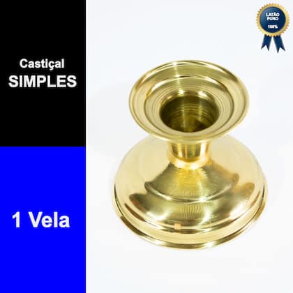 Imagem de Castiçal Dourado de Latão Suporte 1 Vela Igreja Comum 6cm