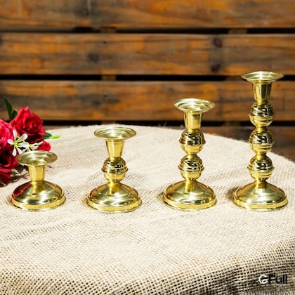 Imagem de Castiçal Dourado de Latão Suporte 1 Vela Igreja Comum 6cm