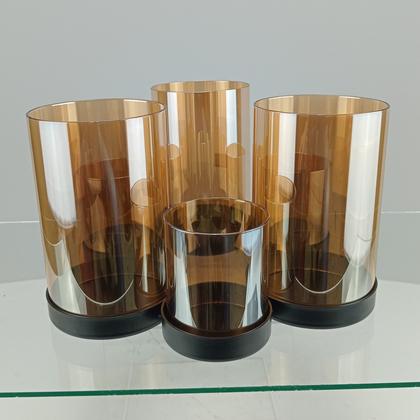 Imagem de Castiçal Home&Co 16x28cm Vidro Âmbar Enfeite Decorativo para Sala Quarto e Casa
