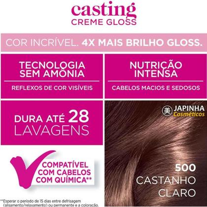 Imagem de Casting 500 Castanho Claro Tonalizante Loreal sem amônia