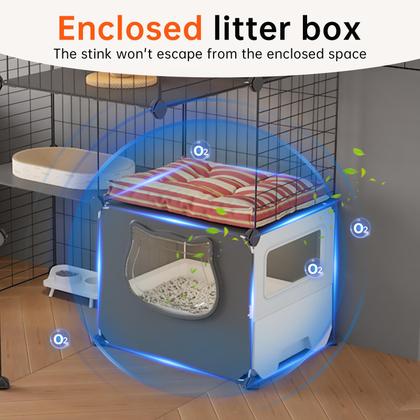 Imagem de Cat Cage Oneluck com caixa sanitária e compartimentos DIY de 4 camadas