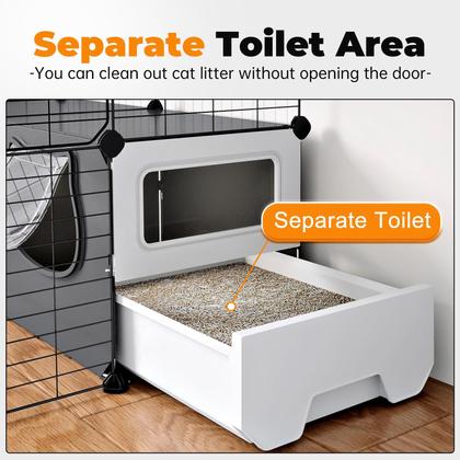 Imagem de Cat Cage Oneluck com caixa sanitária e compartimentos DIY de 4 camadas