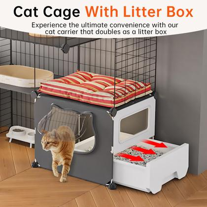 Imagem de Cat Cage Oneluck com caixa sanitária e compartimentos DIY de 4 camadas