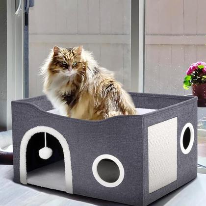 Imagem de Cat House Heeyoo para gatos de interior, caverna de cama grande com arranhador