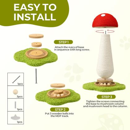 Imagem de Cat Scratching Post TEWIWAP Mushroom com brinquedos interativos