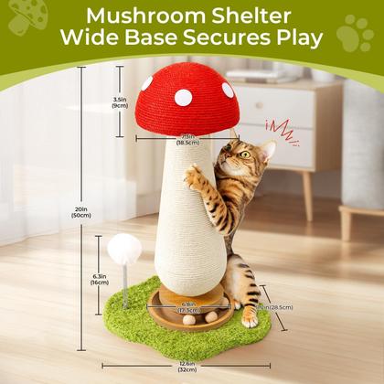 Imagem de Cat Scratching Post TEWIWAP Mushroom com brinquedos interativos