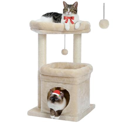 Imagem de Cat Tree Tower pequLTI para gatos de interior com condomínio aconchegante