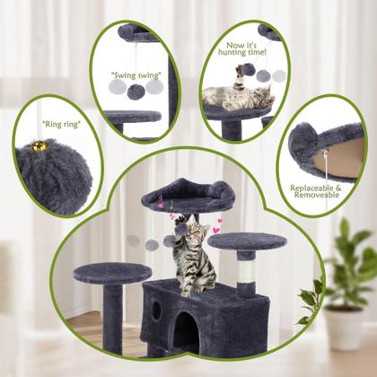 Imagem de Cat Tree Tower Simple Deluxe de 54 polegadas com arranhador