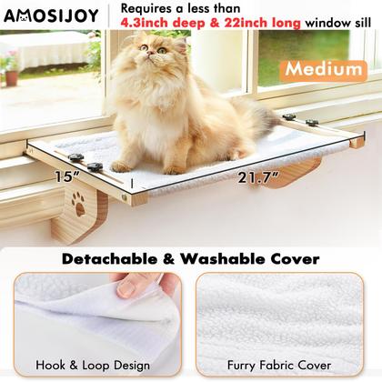Imagem de Cat Window Perch AMOSIJOY Cat Sill Window Hammock Madeira e metal