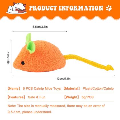 Imagem de Catnip Toy Dorakitten 6 peças de brinquedos de pelúcia para gatos e ratos