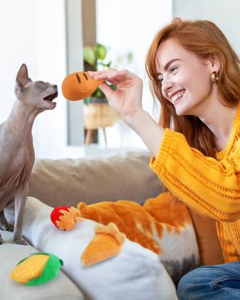 Imagem de Catnip Toys CiyVolyeen Thanksgiving 6 peças para gatos que mastigam dentes