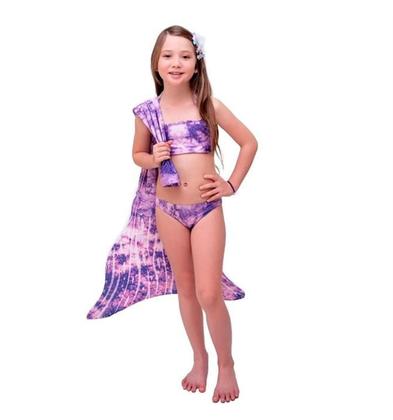Imagem de Cauda de Sereia Infantil e Adulto Com Monofin Com Biquini e Proteção UVA Sirenita