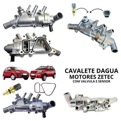 Imagem de Cavalete d agua valvula termostática fiesta 1.0 8v / ecosport 1.6 8v zetec flex 2005 a 2014