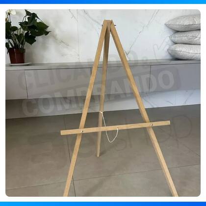 Imagem de Cavalete Tripé Madeira Quadros Lousa Telas Pinturas 82cm