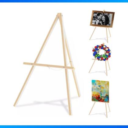 Imagem de Cavalete Tripé Madeira Quadros Lousa Telas Pinturas 82cm