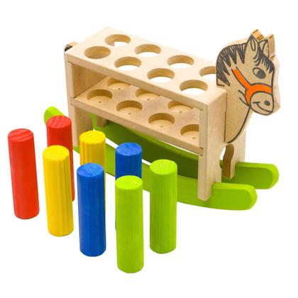 Imagem de Cavalinho de Madeira Balanço com Pinos Pedagógico de Encaixe Educativo