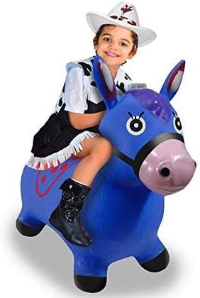 Imagem de Cavalinho Upa Upa Brinquedo Pula Pula Musical Com Luz Borracha Resistente Inflável Rosa