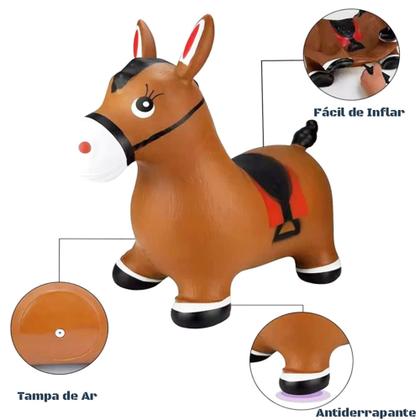 Cavalinho Upa Upa Marrom Inflável De Borracha Infantil Pocoto Pula Pula ...