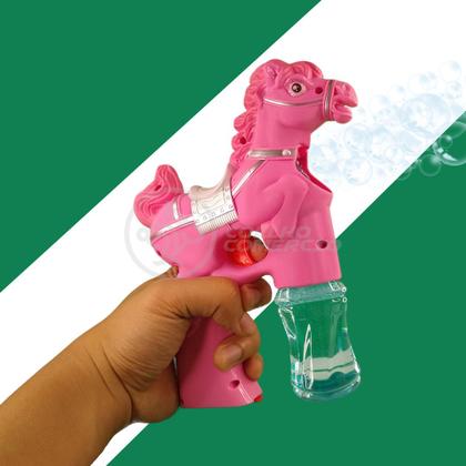 Imagem de Cavalo Bolhudo Elétrica Brinquedo Pop Tik Tok Lança Bolhas Sabão Mágica Criança Infantil - Rosa