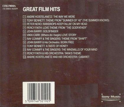 Imagem de CD Great Film Hits Trilhas Sonoras de Filmes Grande Sucesso