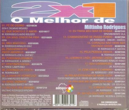 Imagem de Cd Miltinho Rodrigues - O Melhor De 2x1