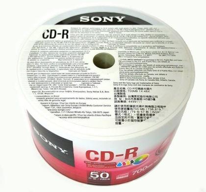 Imagem de CD-R Sony Branco Imprimível Inkjet 700MB (50 Unidades)