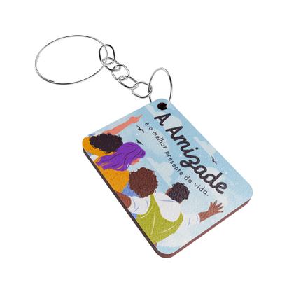 Imagem de Celebração em Massa: Kit 100 Chaveiros MDF Dia do Amigo com Mensagens e Desenhos