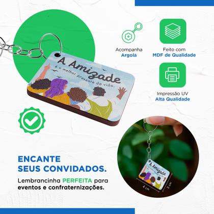 Imagem de Celebração em Massa: Kit 100 Chaveiros MDF Dia do Amigo com Mensagens e Desenhos