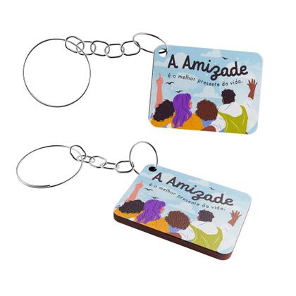 Imagem de Celebração em Massa: Kit 100 Chaveiros MDF Dia do Amigo com Mensagens e Desenhos