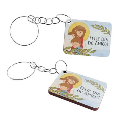 Imagem de Celebração em Massa: Kit 100 Chaveiros MDF Dia do Amigo com Mensagens e Desenhos